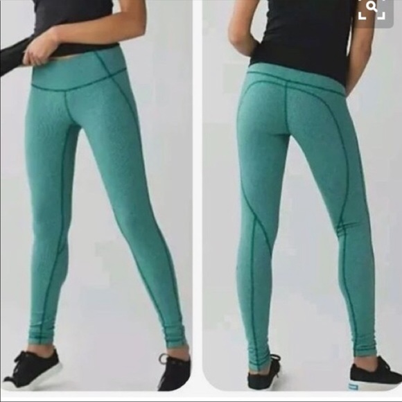 lululemon athletica Pants - Lululemon stripe legging green